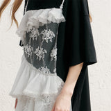 MAQI レースチュールレイヤードTシャツミニドレス