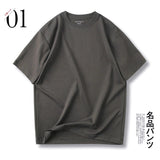 メンズサマールーズカジュアルラウンドネックショートスリーブドTシャツ gray