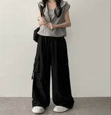 Send-banding two-pocket cargo wide pants
