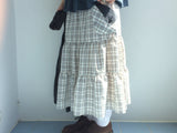 cream checkered pocket skirt