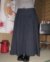 Cotton Vintage Check Flare Long Skirt