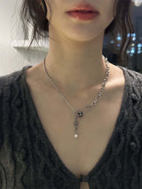 pearl drop necklace(cross)