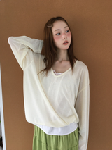 シナモンサマーVネックニット (6color)