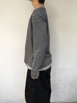 ルアードダブルストライプレイヤードヘンリーネック 3C