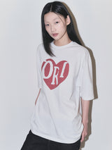 オーバーフィットヴィンテージハートプリント半袖Tシャツ