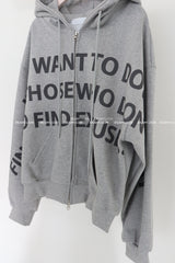 [UNISEX] ワンツーレタリングオーバーサイズフィットフーディドジップアップジャケット