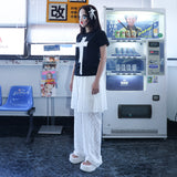 Sheer Star Skirt Pants - White