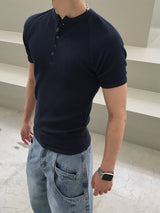ティブ マッスルフィットヘンリーネック半袖Tシャツ 5C
