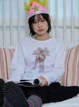コサージュポイントスリム長袖Tシャツ
