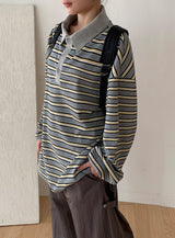 [unisex] Mickens Waffle Stripe Collar Tee