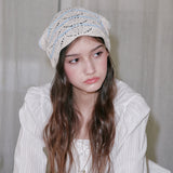 Shell Stripe Hair Scarf (Ivory & Sky Blue)