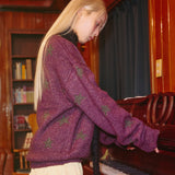 Two way Star Jacquard Knit (deep purple/charcoal)