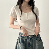 Deemo span button short sleeve tee