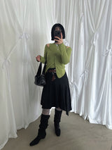 ANGORA HIGH NECK SLEEVELESS TOP CARDIGAN SET (5COLORS!)