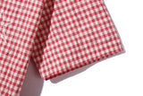 Artwork Check Crop shirts (Red)