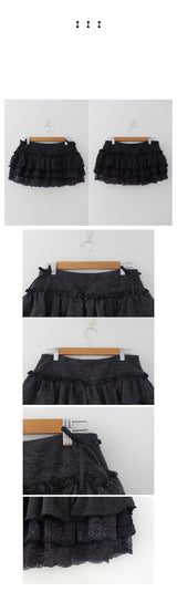 BUBBLE RIBBON LACE CAN CAN MINI SKIRT
