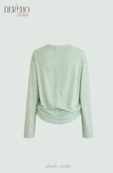 Mint Loose Stripe Long Sleeve T-shirt