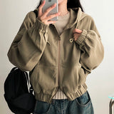 Tying Washing Two-Way Banding Hood Zip-Up