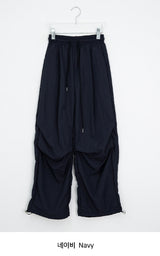 [unisex] Hippie Pintuck String Parachute Wide Banding Pants