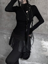 diagonal cut-out half neck T