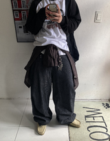 No.0858 HストライプPFワイドスナップパンツ