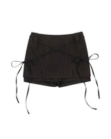 Ribbon Tied Mini Skirt Pants _ BROWN