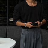 [HFORUS MADE]Forus Knitted pleats U - kneck long sleeves