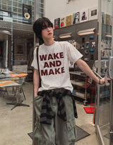 メイクレタリングプリントショートスリーブTシャツ