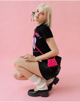 CAT&BUNNY CROP T-SHIRT [4COLOR]