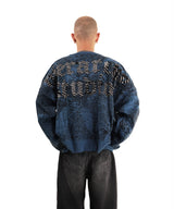 HIERARCHY STUDIOS Unsolved - Blue Fingerprint Oversized Knit Cardigan