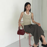Abe nylon string cargo back banding long skirt