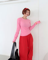 Jelly vivid V-neck Long-sleeved T-shirt
