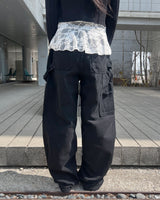 カーペンターカーゴワンポケットループワイドロングパンツ (3 colors)