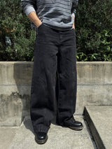 Cut line reverse denim pants