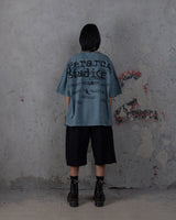 HIERARCHY STUDIOS TYPEWRITER - ウォッシュドブルータイプライターロゴワイドTシャツ
