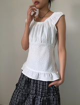 Flower ombre shirring blouse (2color)