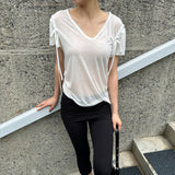 シースルースリムラインTシャツ ホワイト