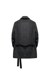 CLASSY HERRINGBONE WOOL JACKET / CHARCOAL