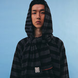 Striped knit balaclava muffler / Black charcoal