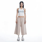 カットオフワイドバミューダスウェットパンツ- BEIGE