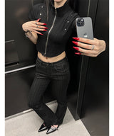 Chic stud half zip up(4color)