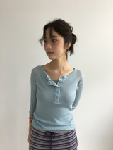 Ets Sheer Henley Neck Sleeveless T-shirt (4color)