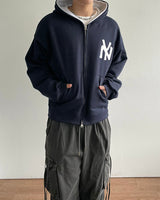 NY Crop Embroidered Zip-Up Hoodie