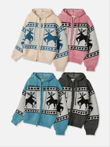 Cowichan knit hood zip-up 4color