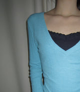 Lasom V-Neck Slim Long-Sleeve T-Shirt