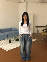 オーバーユニセックスデニムパンツ(1color)