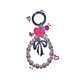 [YENA] Pink ribbon pearl keychain