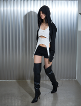 Hood Cropped Cardigan Black