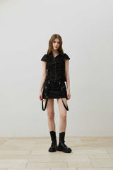 SYLPH SHIRRING SHIRT / BLACK