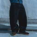 Velvet denim work pants / Dark navy